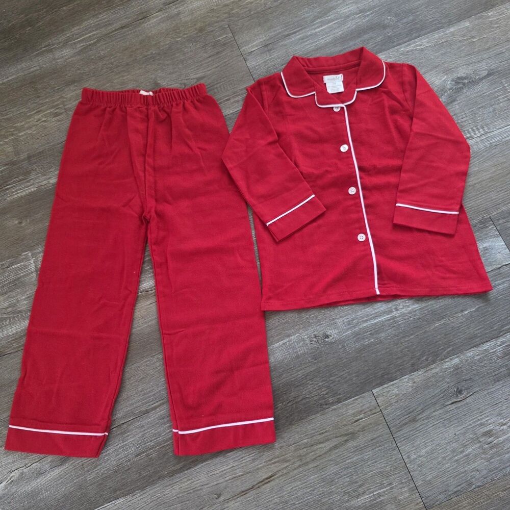 Mud Pie Classic Christmas Red 2 Pc Pajama Set ,Size Large 4t /5t